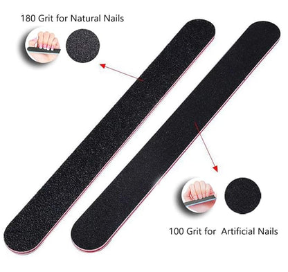 Nail File 21ct 100/180 Grit Emery Board Filer for Acrylic/Natural Fingernail