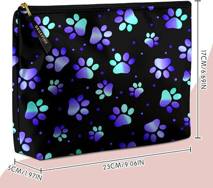 Cute Makeup Bag for Purse Waterproof Cosmetic Bags for Women Funny Smooth Zipper Travel Toiletry Pouch 10X8 Inches-Paw Print Makeup pouch