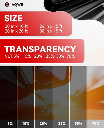 Car Ceramic Window Tint 24" in x 25'Ft with 15% Percent VLT, Tinted Film for Car Windows, UV&IR Protection Heat Insulation Anti-Explosion Scratch Resistant