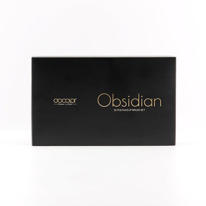 Docolor Makeup Brushes Set Professional 30Pcs Obsidian Makeup Brushes Premium Synthetic Powder Kabuki Foundation Contour Blush Concealer Eye Shadow Blending Eyeliner Crease Eyebrow Make Up Brush Kit