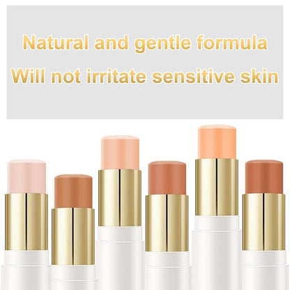 6 Colors Cream Contour Stick Makeup Contour Kit,Double-ended Cream Bronzer for Sculpt, Highlighter and Blush Stick Makeup Kit, Matte & Dewy Finish (SET C)