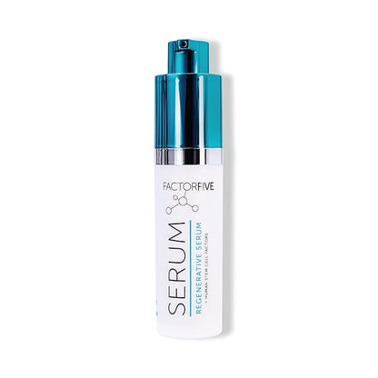 FACTORFIVE Regenerative Serum with Stem Cell Growth Factors, HGF for Skin Tightening and Smoothing, Wrinkle and Pore Reduction, and Rejuvenation - Travel Size, 0.34fl oz/10ml