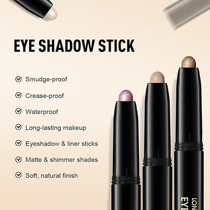 Eyeshadow Stick Matte Eye Shadow Pencil Cream to Powder Eye Brightener Crayon Long-Lasting Crease-Proof Neutral Eyeshadow Buildable & Blendable High Pigmented Eye Liner Makeup for Women, 5 PINK