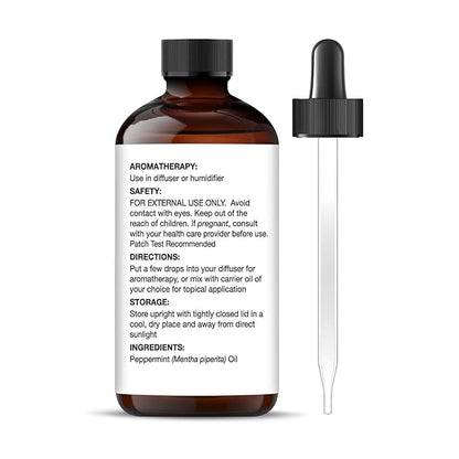 Majestic Pure Peppermint Essential Oil with Glass Dropper - 2 Fl Oz - 100% Pure and Natural Peppermint Oil - Premium Grade Essential Oils for Diffuser, Aromatherapy, Soap and Candle Making