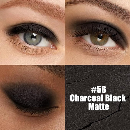 evpct Black Matte Cream Eye Shadow Sticks Brightener Pencils for Women, Long Lasting Silky Eyeshadow Applicator Stick Pen Waterproof, Blendable Crease-Proof Stick Eyeshadow Matte Black Eye Makeup 56