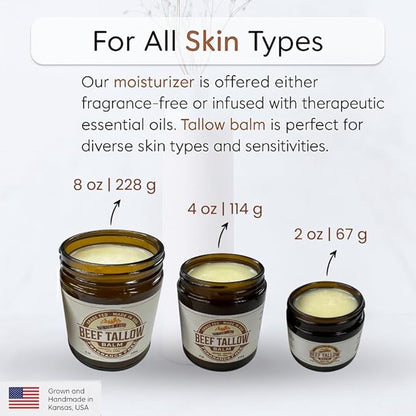 Grass Fed Beef Tallow Balm - 2 oz - Grown and Made in USA - Organic Grass Fed and Finished Tallow - Moisturizing Skin Care Orange