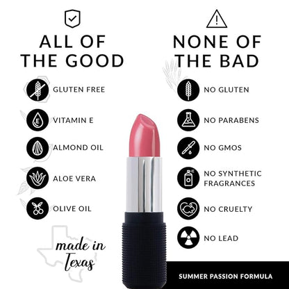 Red Apple Lipstick Audrey Lipstick for Women - Vegan Gluten Free Natural Makeup, Semi-Sheer Hydrating Lip Stick - Organic Lip Gloss with Aloe & Almond Oil