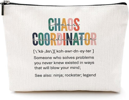 Chaos Coordinator Makeup Bag Chaos Coordinator Gifts for Women Thank You Gifts Cosmetic Bag Zipper Pouch Appreciation Gifts for Coworkers Boss Lady Mentor Coach Leader Christmas Birthday Gifts