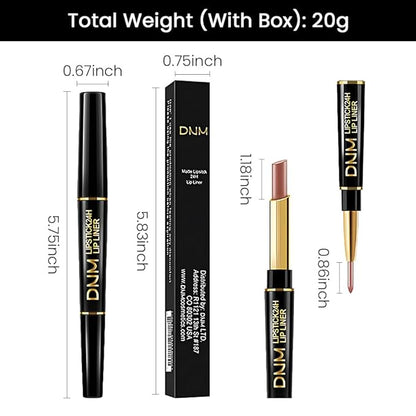 Kaely 2-in-1 Nude Brown Beige Velvet Matte Lip Liner & Lipstick Combo Set Kit for Women, Magic 24 Hours Lipstick and Lip Liner Makeup Set Stain Long Lasting Waterproof labial 48