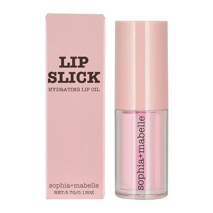 Sophia + Mabelle Hydrating Lip Oil – Lightweight, Non-Sticky & High-Shine Lip Gloss Oil – Moisturizing, Nourishing, Soothing Tinted Formula for Soft Lips – 3.7g (Juice Bar (Pinky Clear), 3.7g)