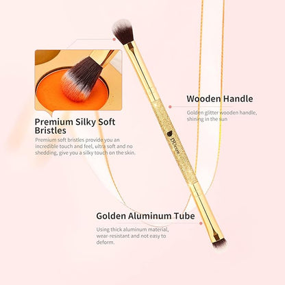 DUcare Eyeshadow Brushes Set Duo End Eye Makeup Brushes Eyeshadow Brush set 5Pcs Travel Concealer Eyebrow Eyelash Eye Liners Blending