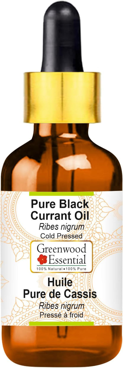 Greenwood Essential Pure Black Currant Oil (Ribes nigrum) with Glass Dropper Cold Pressed 5ml (0.16 oz)