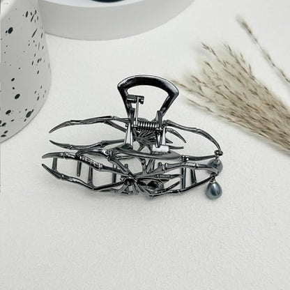 3 Pieces Large Metal Spider Net Hand Hair Claw Clips for Women and Girls Thick Long Hair, Nonslip Skeleton Spooky Barrette Headband Hair Styling Accessories for Halloween Christmas Gifts