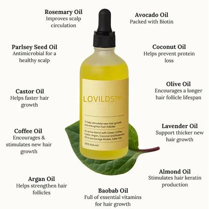 LOVILDS Rosemary Hair Growth Essence, Lovilds Rosemary Hair Growth Oil - 2 Ounce, Rosemary Rosemary Hair & Hair Strengthening Oil for All Hair Types (1 Bottle)