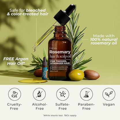 Gya Labs Rosemary & Castor Hair Oil - 4 Fl Oz - for Scalp Health, Strengthens & Protection from Damage