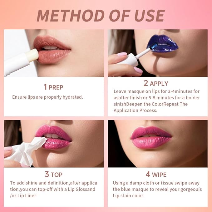 Lip Stain Peel Off – Wipe-Off Lip Stain Tattoo | Long Lasting Waterproof Lip Tint, High-Pigment Matte Lip Color, Smudge & Transfer Proof Lip Stains Masque, Kiss-Proof All-Day Lip Makeup 06#+07#