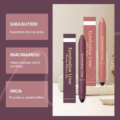 Mitlume Perfect Color Duo-Shadow Liner 2-in-1 Eyeliner & Eyeshadow,Chiura Plum Eyeshadow Stick,Waterproof Smudge-Proof Long-Lasting Makeup, Effortless Smoky or Natural Eye Makeup,Easy to Color(01+06)