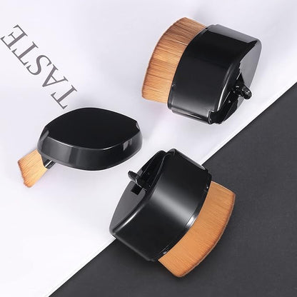 Retractable Flat Foundation Brush for Liquid Makeup with Cover, Liquid Foundation Brush, Flat Makeup Brush for Liquid Foundation, Cream Contour Brush for Cream Makeup. - Black, 55R