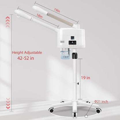 2 in 1 Hot and Cold Facial Steamer,Professional Face Steamer on Wheels for Beauty Salon, Spa or Home Use