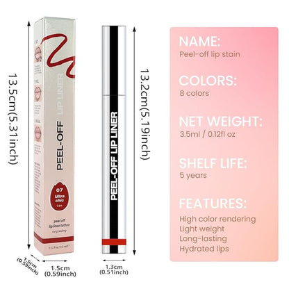 Orange Red Liquid Matte Lip Liner Stain Peel Off with Tweezer, Long Lasting, Waterproof Matte Lipstick Lip Gloss Tattoo for Women, Transfer-prof Lip Tint Makeup for All Skin Types 07#