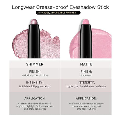 CHIFURE Eyeshadow Stick, Shimmer and Matte Cream Eye Shadow Brightener Sticks Eyeliner Pencil Crayon, Waterproof Long Lasting Eye Highlighter Stick Makeup,0.056 Oz(#3-Desert)