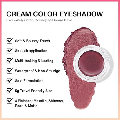 Single Cream Eye Shadow,Orchid Glitter Shimmer Natural Nude Monochrome Eyeshadow Palette,Waterproof,Long Lasting Naturing-Looking,Vegan & Cruelty-Free,26