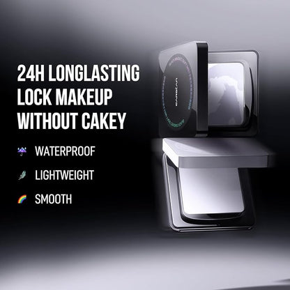 CARSLAN Waterproof Face Pressed Powder Compact, 24H Longlasting Oil Control Pressed Setting Powder Talc-Free Makeup, Shine Free, Poreless, Smooth, 04 Pink for dry&com skin (0.28Oz)