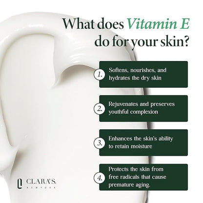 CLARA'S NEW YORK | Deep Softening Vitamin E Skin Barrier Cream | with Panthenol, Macadamia Oil | Healthy Glowing Skin, Rich | Non-sticky, Fast-absorbing Clinical-Grade Formula | 50ml MADE IN USA
