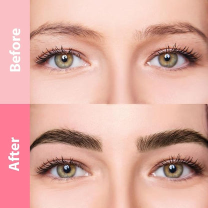 evpct 2Pcs Brown Magic Microblading Dual-Ended Eyebrow Contouring Pen Brow Pencil, with 4 Brush Micro-Fork-Tips Applicator and Precise Brush-Tip, Hair Like Strokes, with Dual-ended Eyebrow Brush