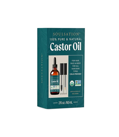 Organic Castor Oil for Eyelashes, Hair & Skin (2oz with Eyelash Kit) | 100% Pure, Natural Cold Pressed (Pack of 2)