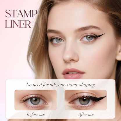Gel Eyeliner Pencil Set, 2026 New Foldable Eyeliner Stamp for Perfect Wings, Waterproof Eyeliners Tool, Smudge Proof Eyeliners Pen for Beginners (Black+Brown)