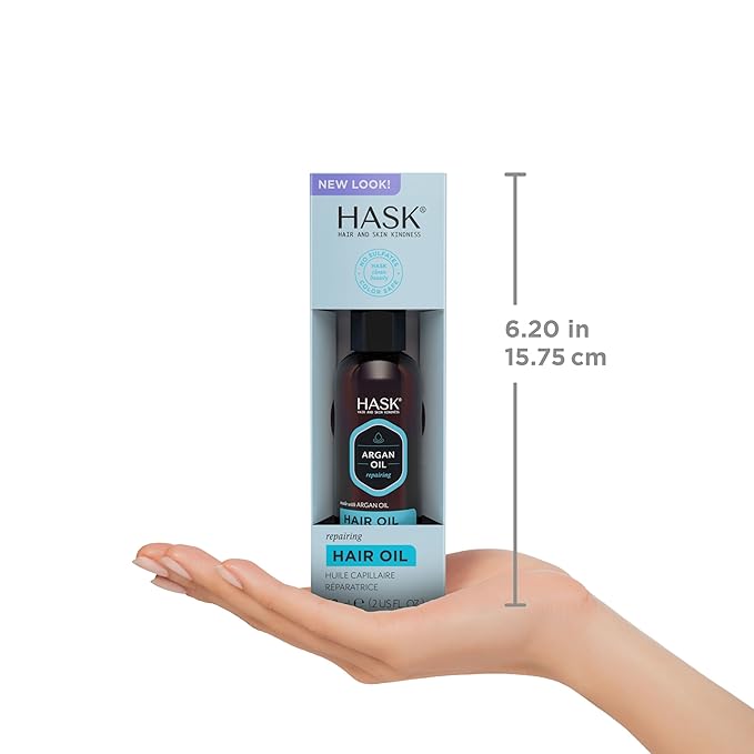 HASK ARGAN Repairing Hair Oil for shine and frizz control for all hair types, color safe, gluten free, sulfate free, paraben free - 2 Hair Oils