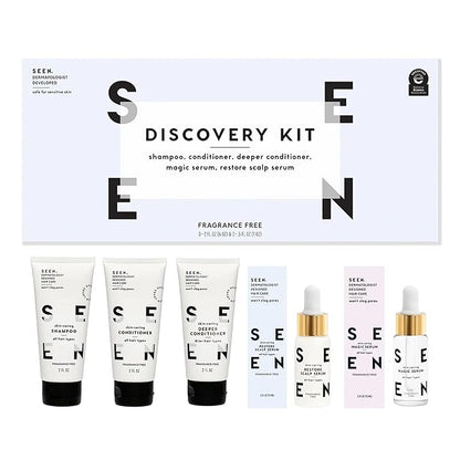 SEEN Discovery Kit - Fragrance Free - Non-Comedogenic & Formulated without SulfatesHair Set- Dermatologist-Developed - Safe for Sensitive, Eczema & Acne Prone Skin