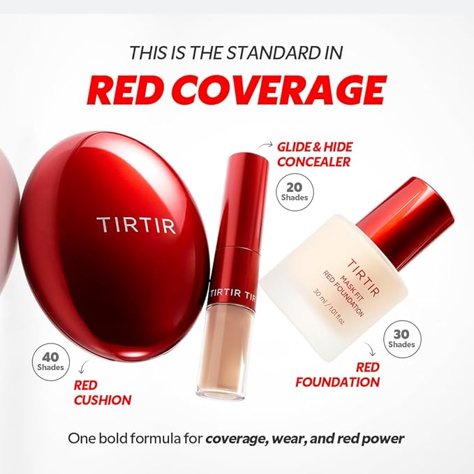 TIRTIR Mask Fit Red FoundationㅣLong Lasting Flawless Coverage, Energy Essence, Lightweight, Hydrating, Pore-Blurring, Breathable Satin Finish, Makeup, Radiant Skin, #24N Latte, 1.01 Fl Oz