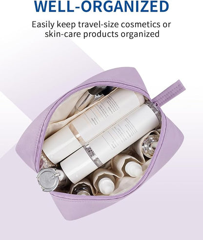 Narwey Cute Makeup Bag Small Toiletry Bag Travel Cosmetic Bag Organizer Make Up Bags with Organized Pockets for Women (Purple, Large)