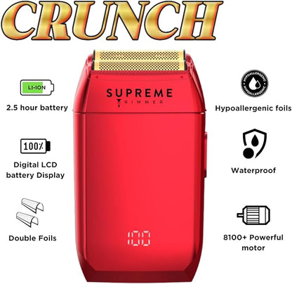 Supreme Trimmer Crunch STF602 – Waterproof Double Foil Shaver for Men | 150 Min Runtime, Wet/Dry Cordless & Corded Electric Razor | Hypoallergenic Foils for Face, Head & Stubble