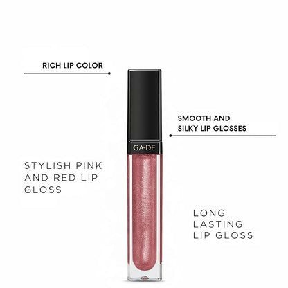 GA-DE Crystal Lights Lip Gloss, 520 - Enriched with Light-Reflecting Crystal Pearls - Smooth Silky, Rich Color - Moisturizes and Adds Shine - 0.2 oz