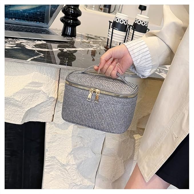 EURYNOME Makeup Bag - Water-Resistant Travel Cosmetic Organizer (8.3x5.1x5.1 Inch) for Women,Sparkling Custom Letter B Design