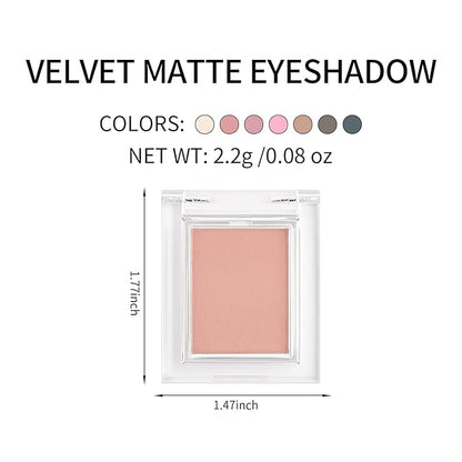 Erinde Single Matte Eyeshadow Palette, Velvet Eye Shadow Compact Powder Natural Makeup, Long-Lasting Eye Makeup, Ultra-Blendable, Pigmented Color, Vegan Formula, H05 Peach Dust