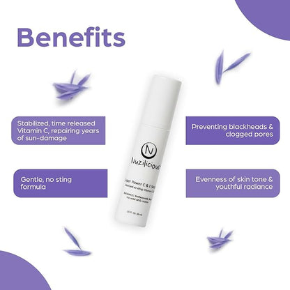 Professional Grade Super C & E Serum for Glowing Skin – Stabilized, Non-Stinging Vitamin C Formula – Vegan, Cruelty-Free, Anti-Dullness Face Serum, (0.25)