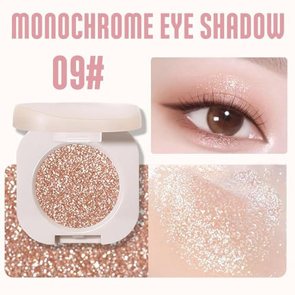 Glitter Shimmer Sparkle Eyeshadow Palette Makeup for Women, Light Brown Glitter Shimmer Metallic Holographic Iridescent Cream Iridescent Single Monochrome Eye Shadow Makeup, 09