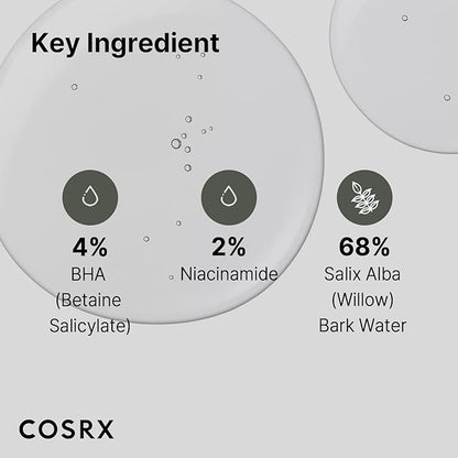 COSRX Niacinamide 2% + BHA 4% Blackhead Exfoliant Toner 3.38 fl.oz / 100ml, Korean Toner, Blackhead Remover, Pore Minimizer for Enlarged Pores, For All Skin Types, Korean Skin Care