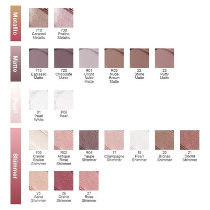 evpct Single Cream Eye Shadow Palette Pot Makeup for older Women, Praline Dusty Pink Mauve Shimmer Glitter Metallic Monochrome Cream to Powder Eyeshadow Palette Eye Brightener, Waterproof Blendable