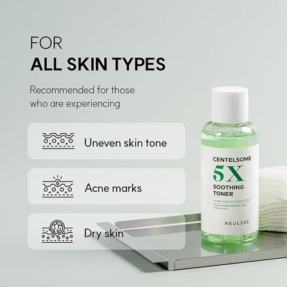 Centelsome 5X Soothing Toner 6.76 fl oz/200ml | Hydrating & Calming Korean Facial Toner with Green Tea, Centella Asiatica & Exosomes | Supports Sensitive, Dry & Acne-Prone Skin