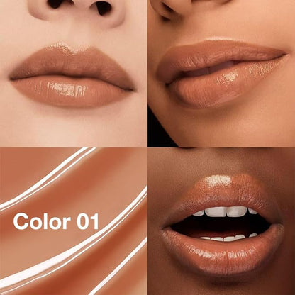 Light Beige Brown Tinted Lip Balm, Hydrating Sheer Soft Matte Finish Lipstick for Women, Creamy Natural Color Lip Tint Balm Lightweight And Non-greasy Lip Glow Long Lasting Waterproof for Dry Lips 01#