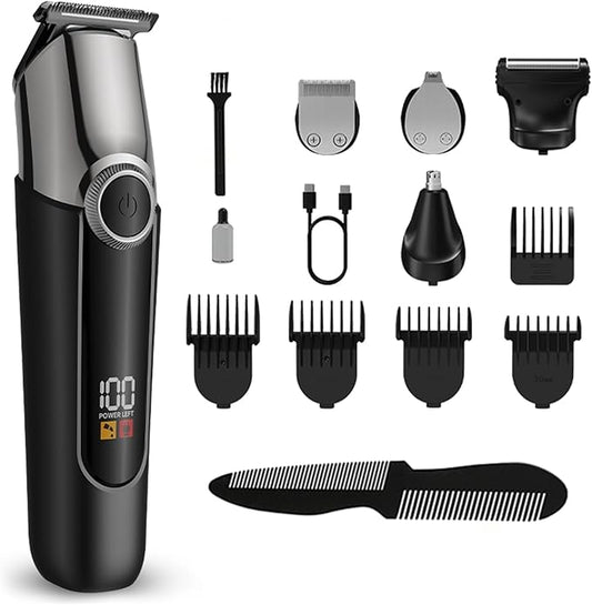 Mens Hair Clippers, Cordless Beard Trimmer Set Waterproof Versatile Nose Hair Trimmer for Men Temple, Groin, Nose, Ear Hairs, Hair, Beard, Body Professional Manscaper Rechargeable Shaver Man Gift