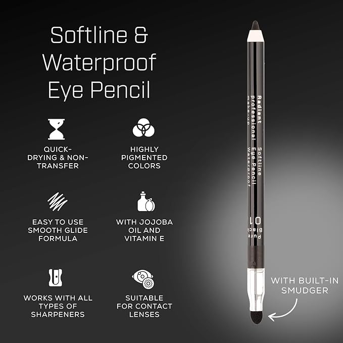 Radiant Professional Waterproof Eyeliner Pencil - Eyeliner Waterproof Smudge Proof for Woman - Long Lasting Under Eye Pencil for Smoky Eye - Soft Waterline Eye liner Smudger Tool, Blue (26)