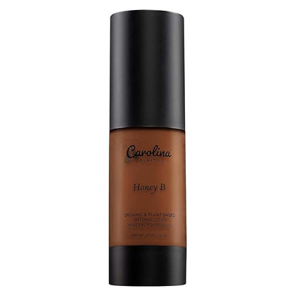 Carolina Cosmetics - Foundation in Honey B Shade Plant-Based - Hydrating, Pore-Minimizing & Buildable Coverage - Vegan, Non-GMO, Paraben-Free - 1oz
