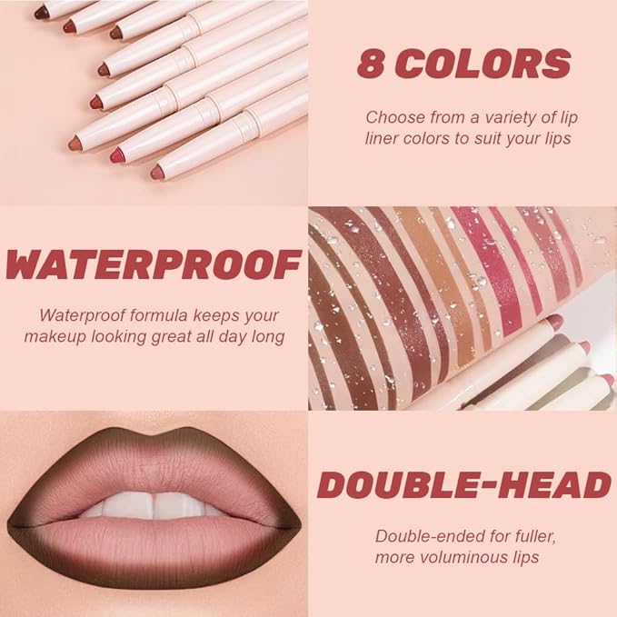 SUAKE Plump Matt Lipstick Lipliner Pencil Pack,Waterproof Crayon with Silicone Smudger for Define Contours & Sculpting Lip, Longwear Moisture Smooth Creamy Formula for Lip Makeup (08# Stretch)
