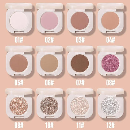 Glitter Shimmer Sparkle Eyeshadow Palette Makeup for Women, Light Brown Glitter Shimmer Metallic Holographic Iridescent Cream Iridescent Single Monochrome Eye Shadow Makeup, 09